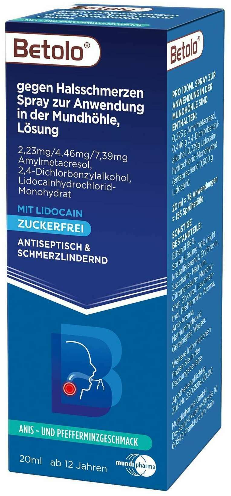 Betolo gegen Halsschmerzen 20 ml Rachenspray