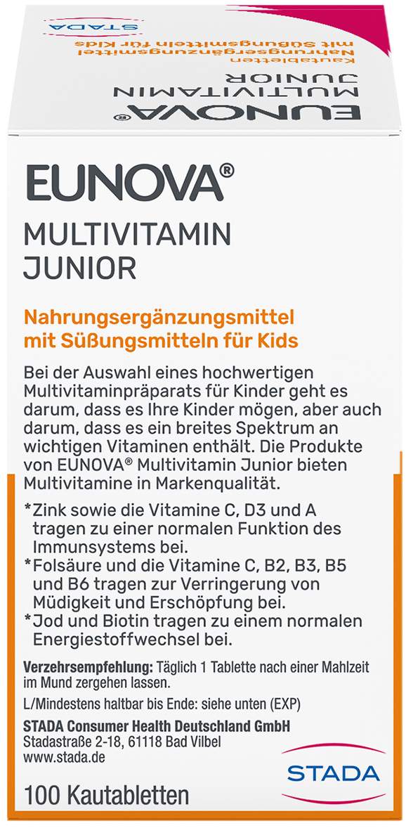 Eunova Junior Kautabletten mit Orangengeschmack 100 Stück