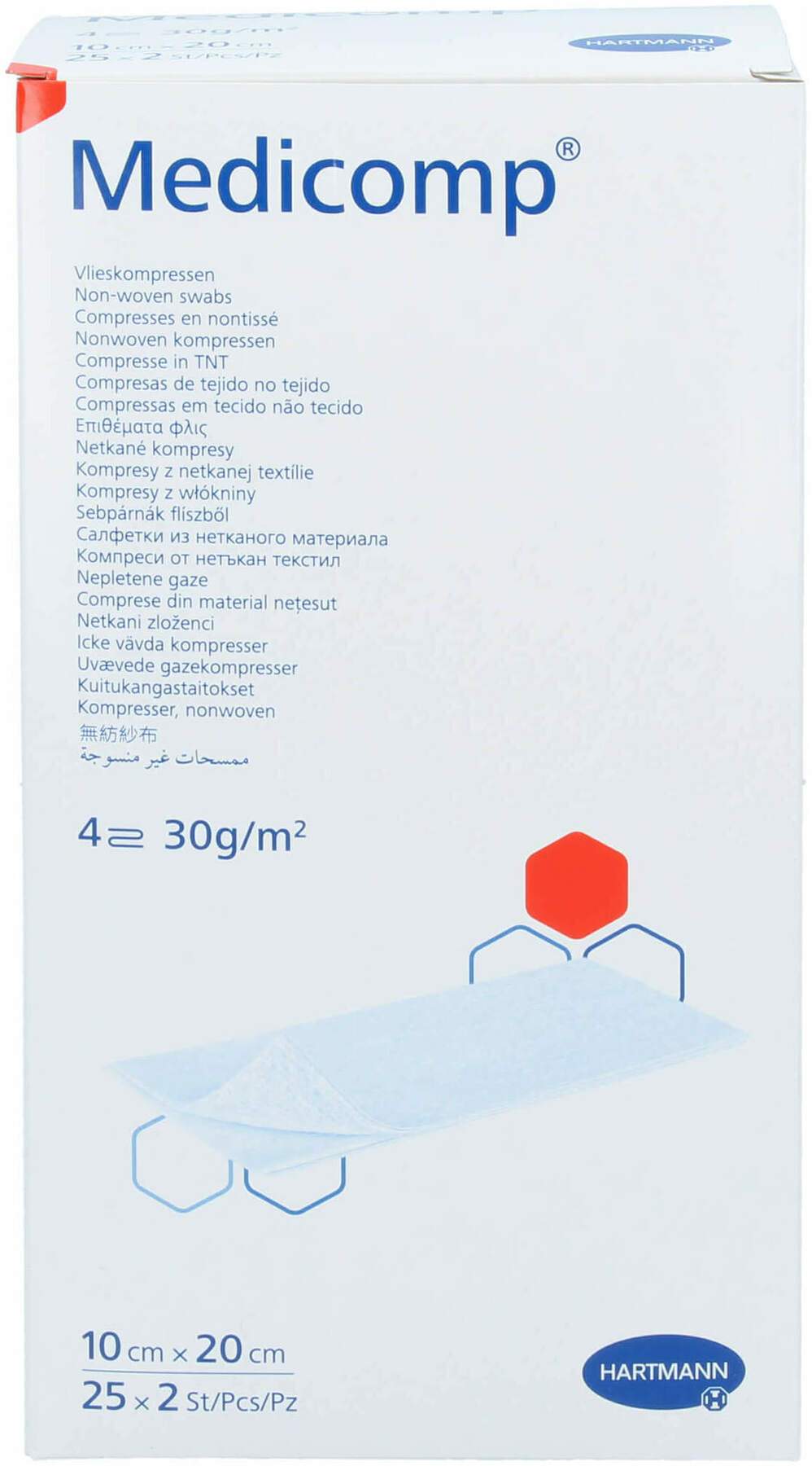 Medicomp Vlieskomp. Steril 10 X 20 cm 4lagig 25 X 2 Stück
