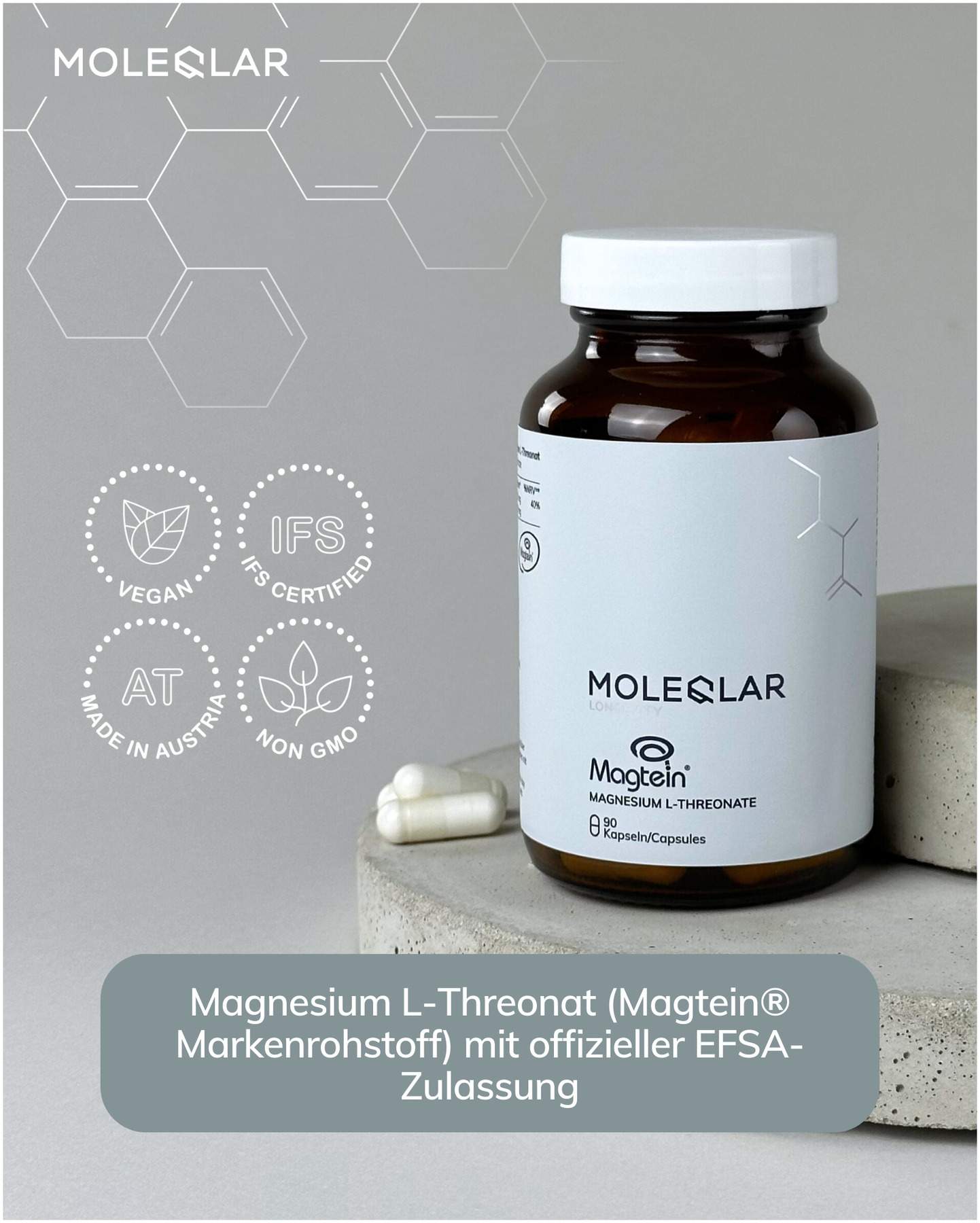 MoleQlar Magtein Magnesium-L-Threonate 90 Kapseln