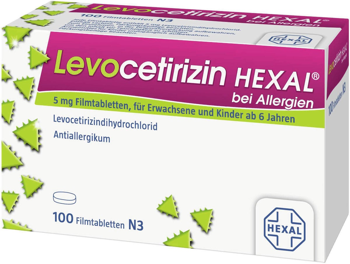 Levocetirizin Hexal bei Allergien 5 mg 100 Filmtabletten
