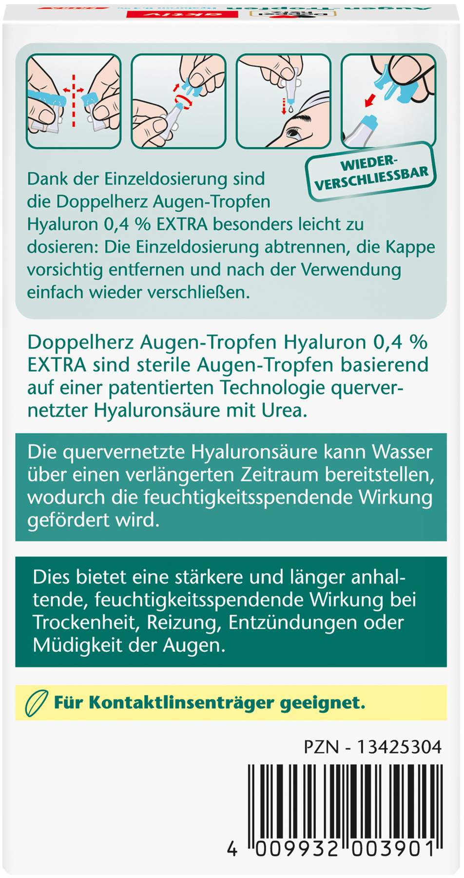 Doppelherz Aktiv Augen-Tropfen Hyaluron 0,4 % Extra 10 X 0,5 ml