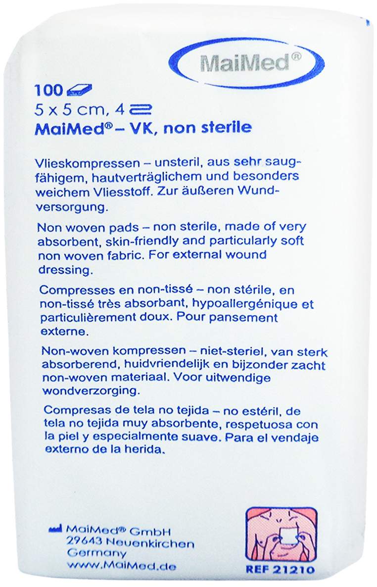 Vliesstoff-Kompressen Unsteril 5x5 cm 4fach