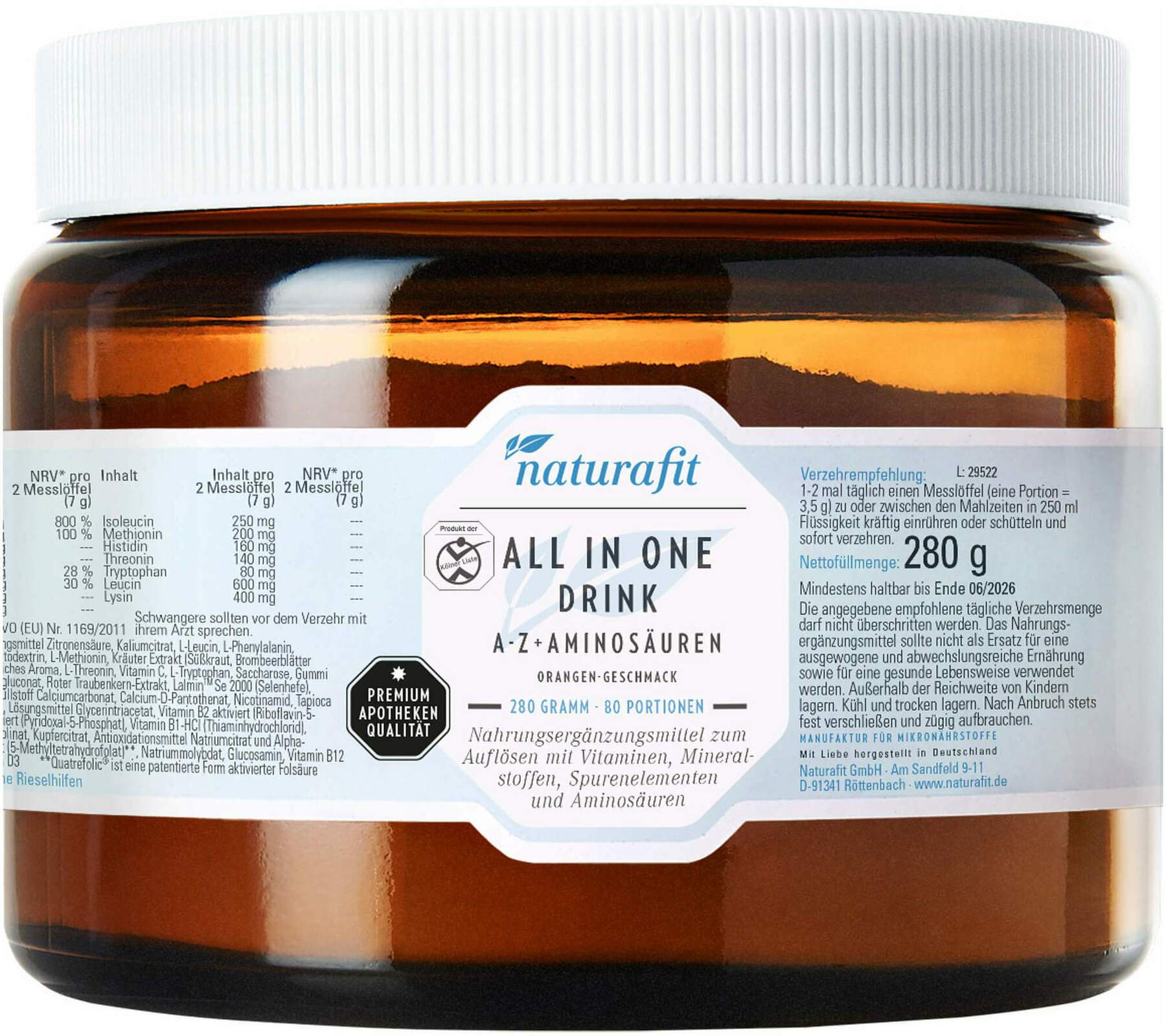 Naturafit All in One Drink A-Z+aminosäuren 280 G Pulver