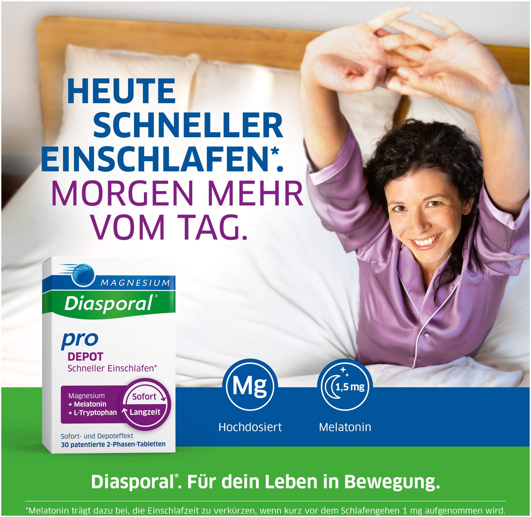 Magnesium Diasporal pro Depot Schneller Einschlafen 30 Tabletten