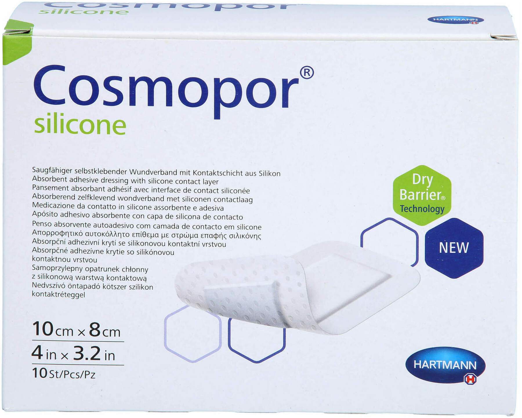 Cosmopor Silicone Wundverband 10 X 8 cm 10 Stk.