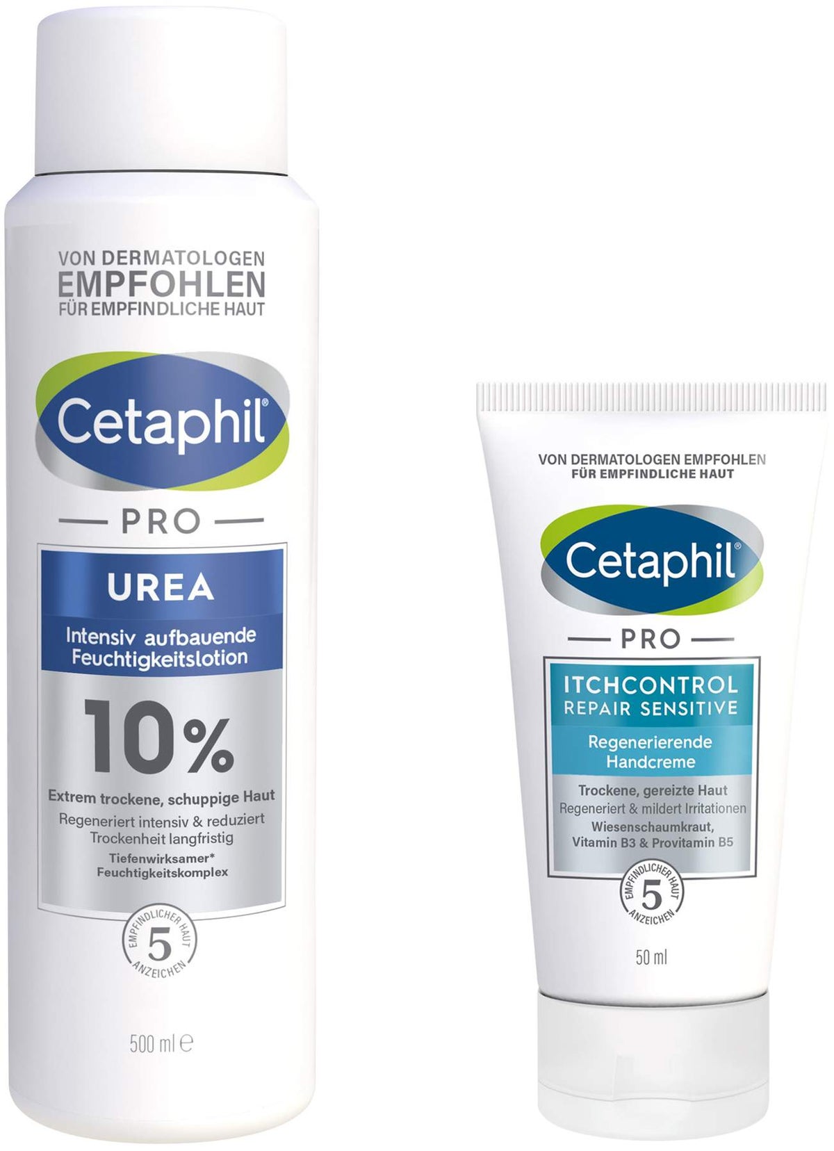 Cetaphil Pro Urea 10 % Lotion 500 ml + gratis Pro Itch Control Repair sensitive Regenerierende Handcreme 50 ml