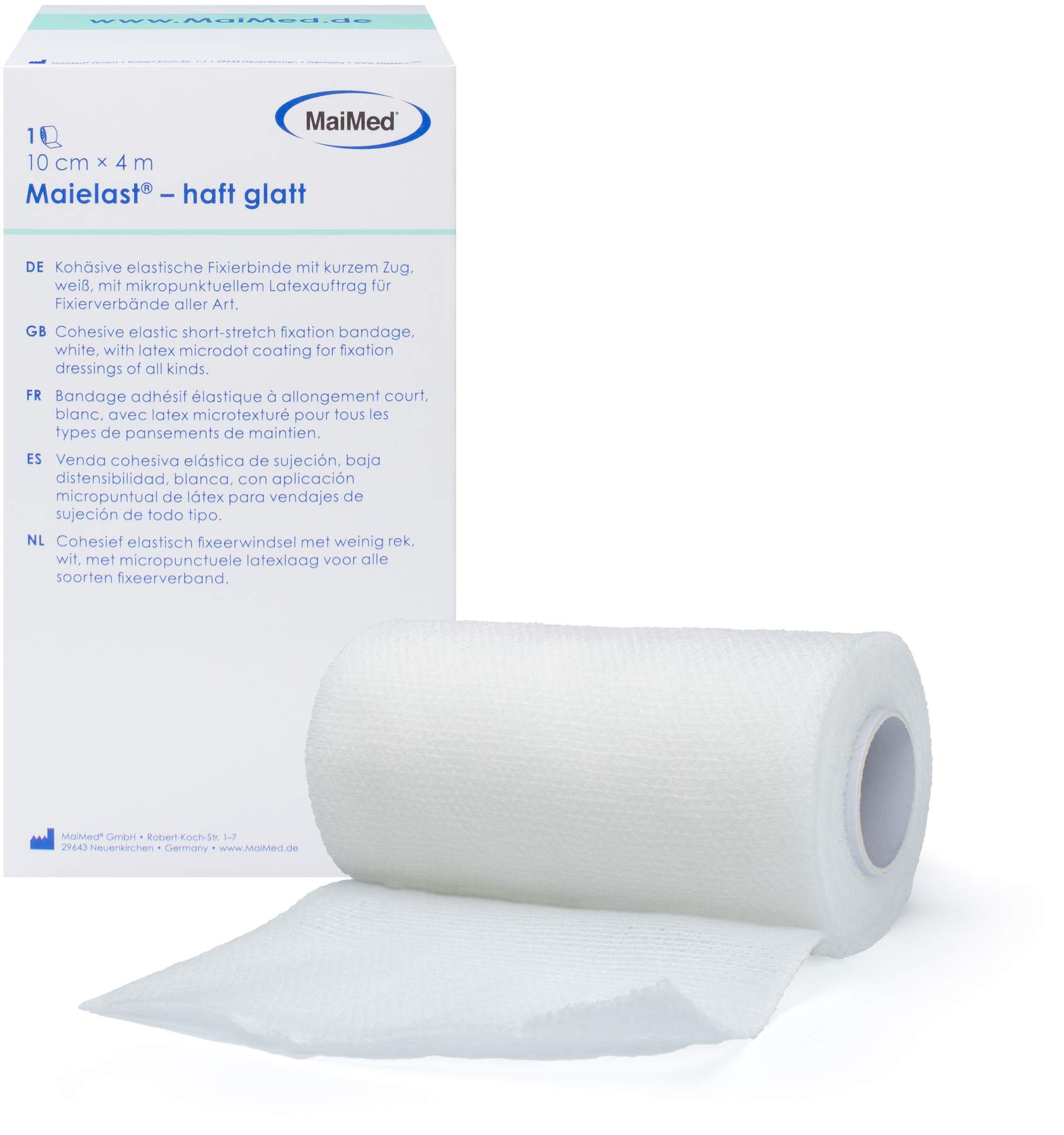 Maielast haft glatt kohäsiv,elastische Fixierbinde 10 cm x 4 m