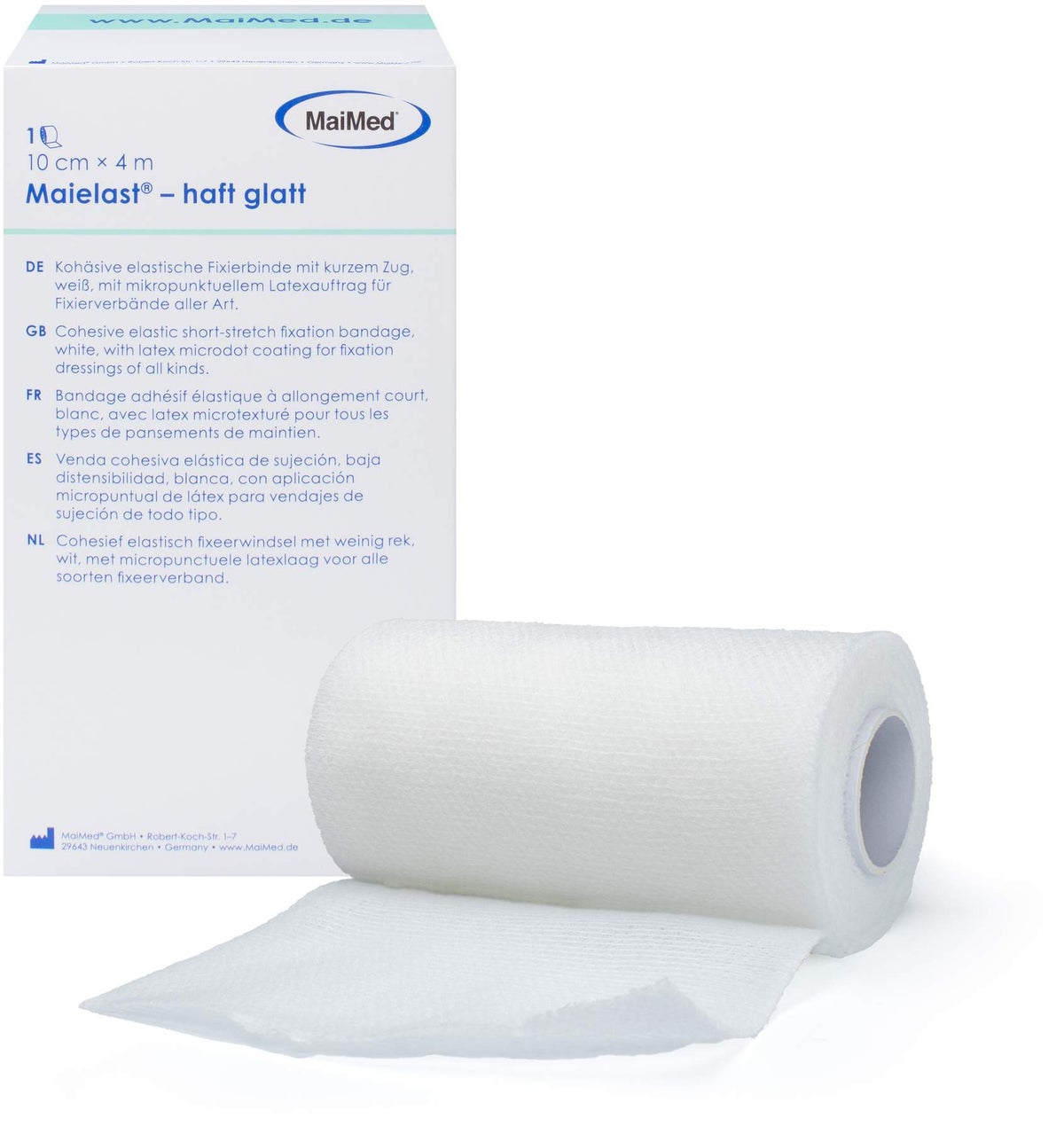 Maielast haft glatt kohäsiv,elastische Fixierbinde 10 cm x 4 m