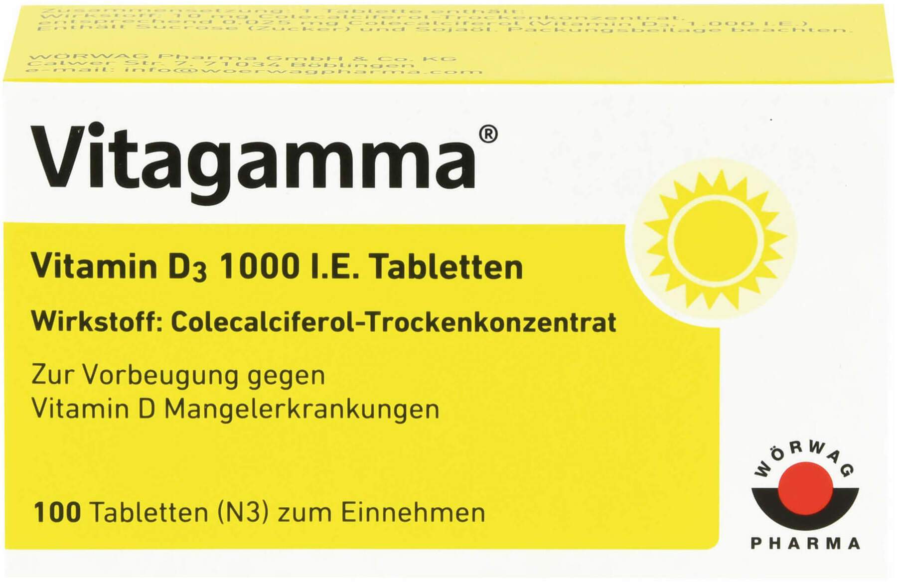 Vitagamma Vitamin D3 1000 I.E. 100 Tabletten