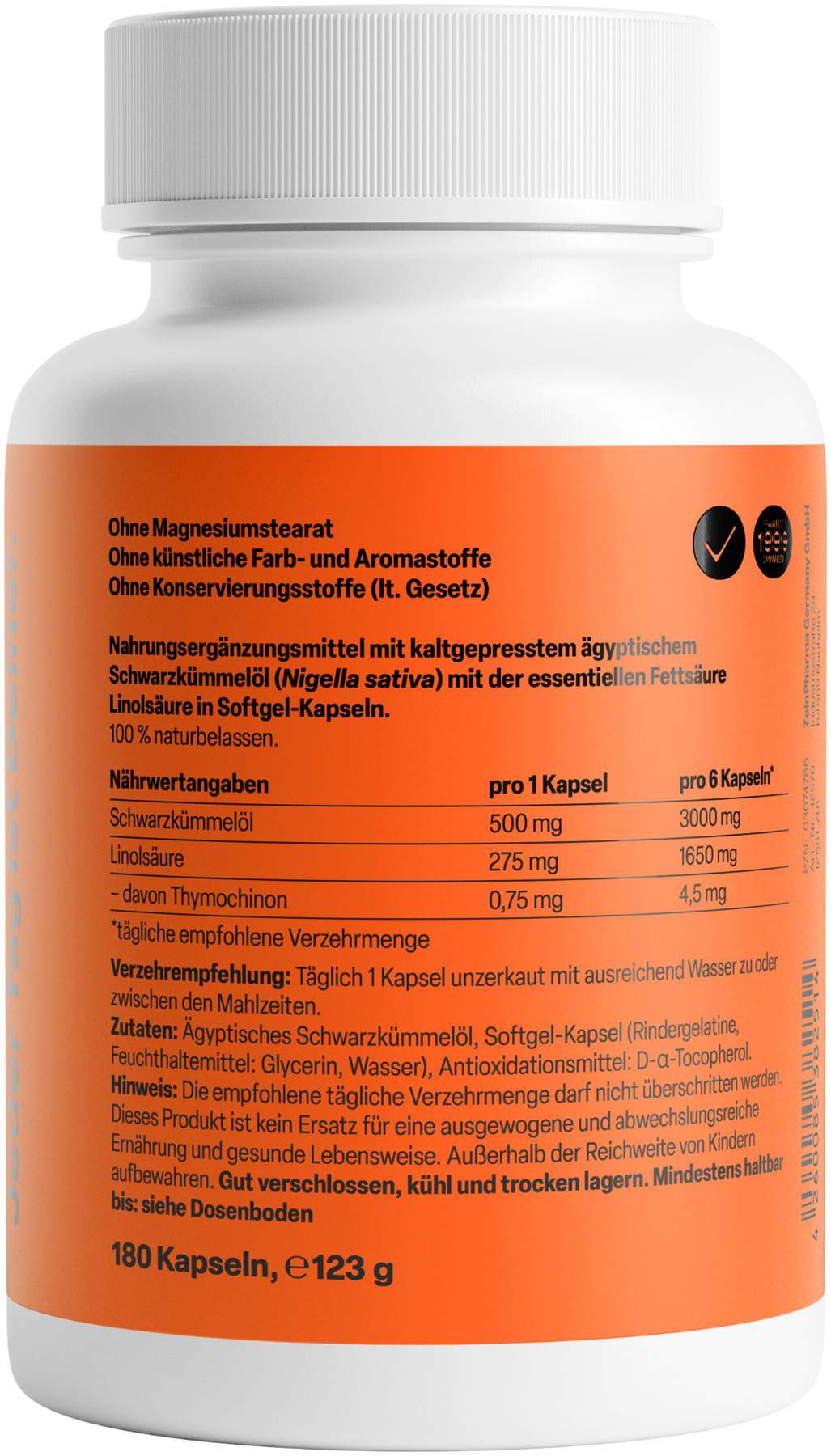 Ägyptisches Schwarzkümmelöl 180 Kapseln