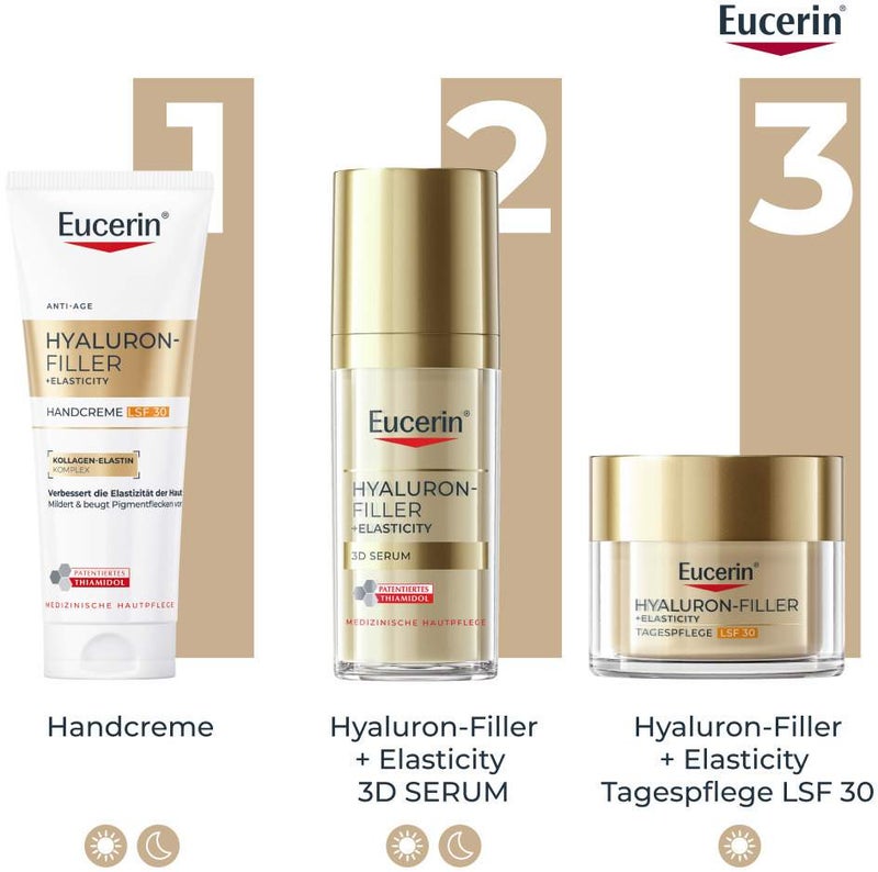 Eucerin Hyaluron Filler + Elasticity Handcreme gegen Altersflecken LSF30 75 ml