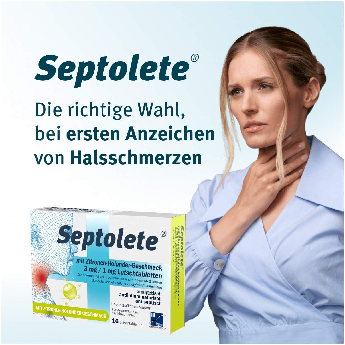 Septolete Zitronen-Holunder Geschmack 3 mg - 1mg 16 Lutschtabletten