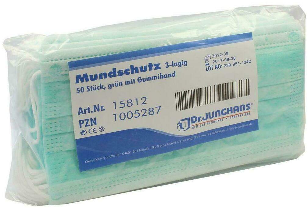 Mundschutz Mit Gummiband Grün 50 Stück