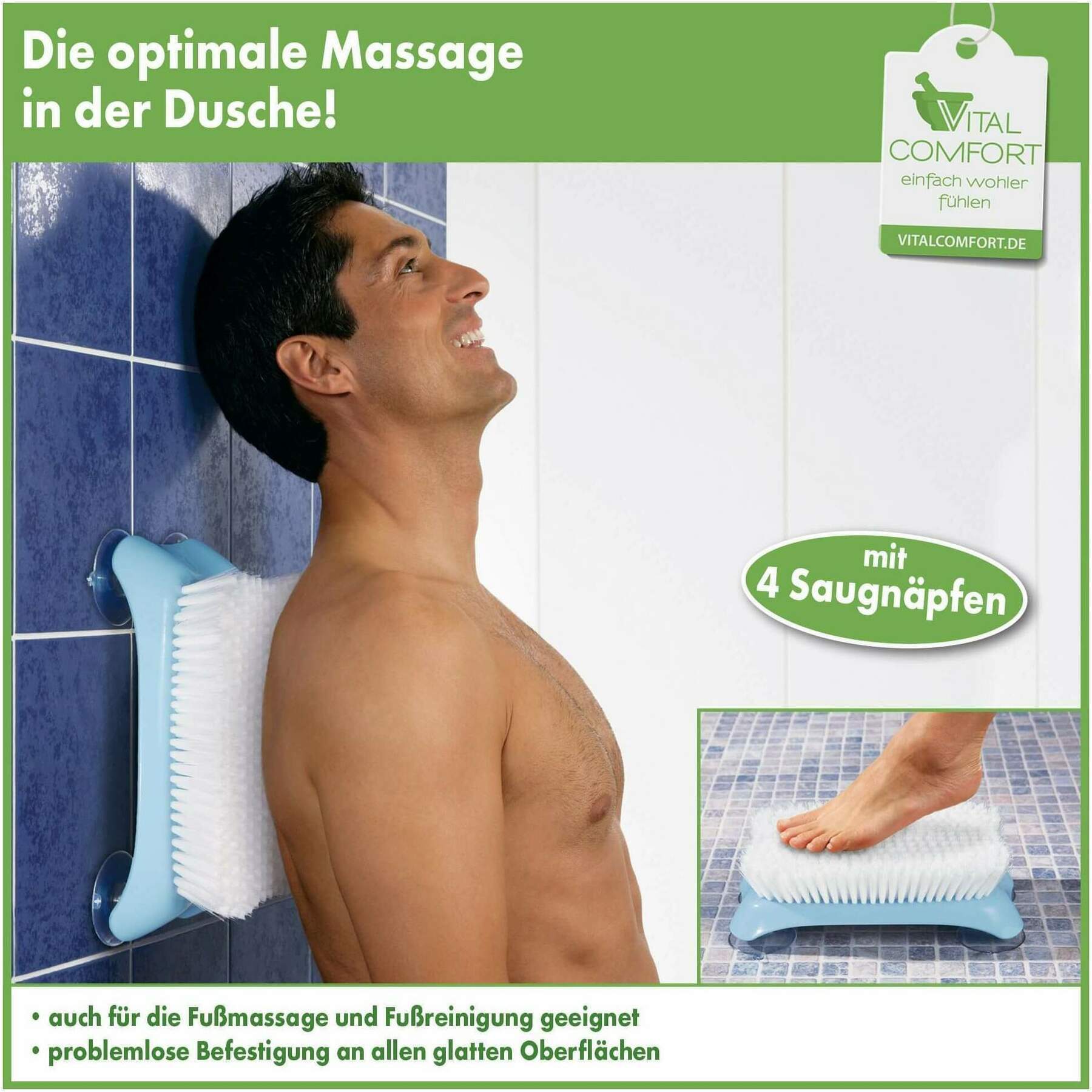 Vital Comfort Wandbürste mit Saugnäpfen