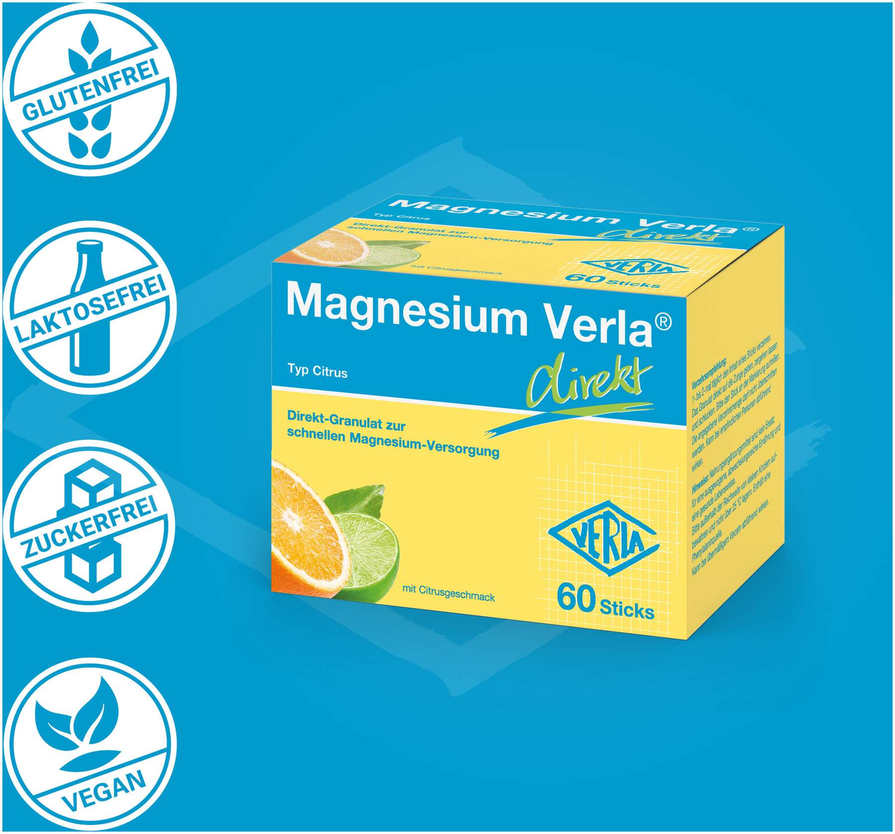 Magnesium Verla Direkt Citrus 60 Granulatbeutel