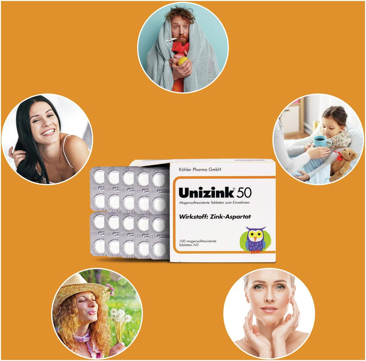 Unizink 50 magensaftresistente Tabletten 100 Stück