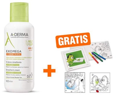 A-Derma Exomega Control Creme rückfettend 400 ml + gratis Malbuch