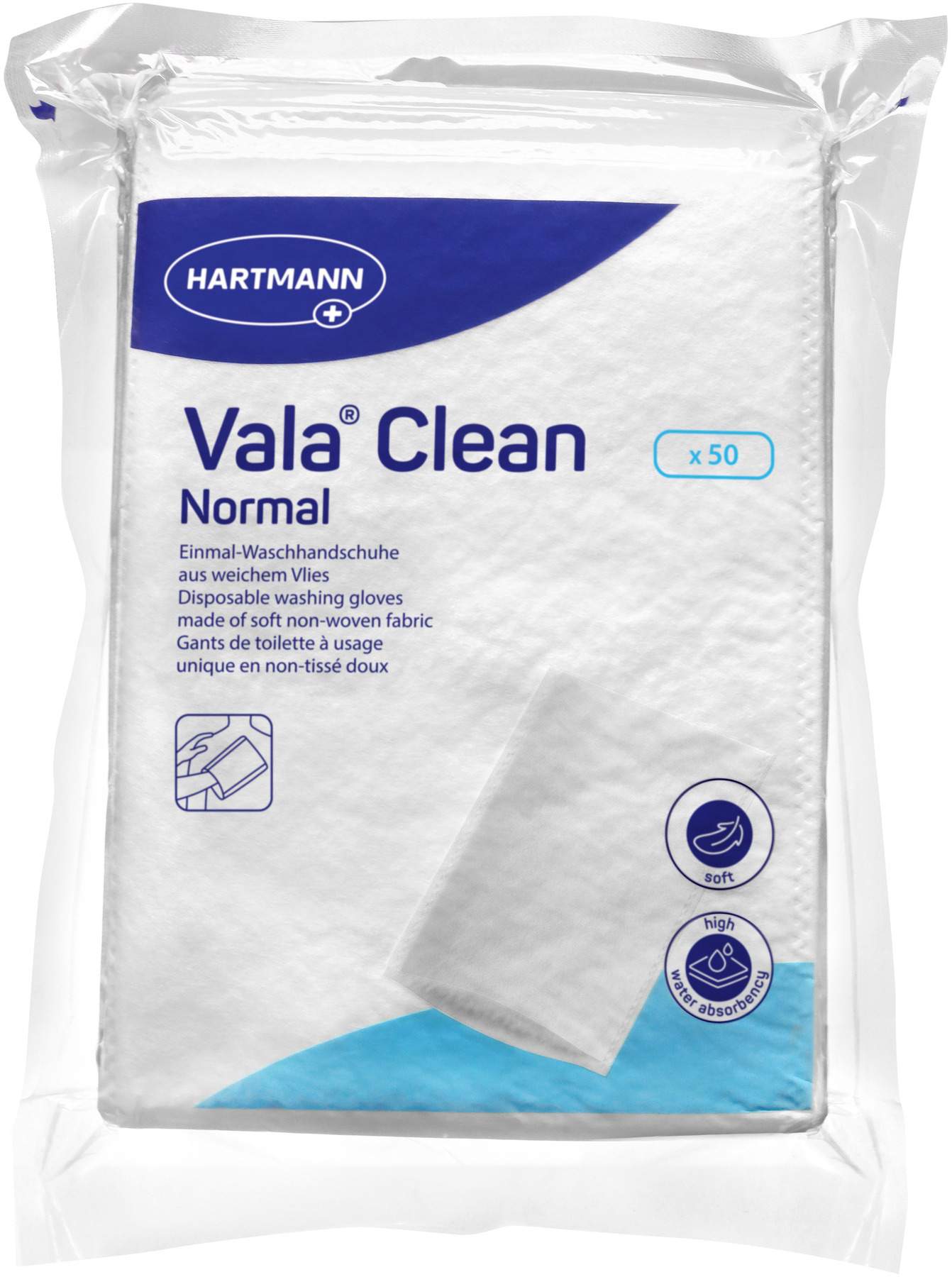 Valaclean Normal Einmal-Waschhandschuhe 50 Stück