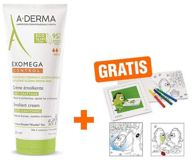A-Derma Exomega Control Creme rückfettend 200 ml + gratis Malbuch