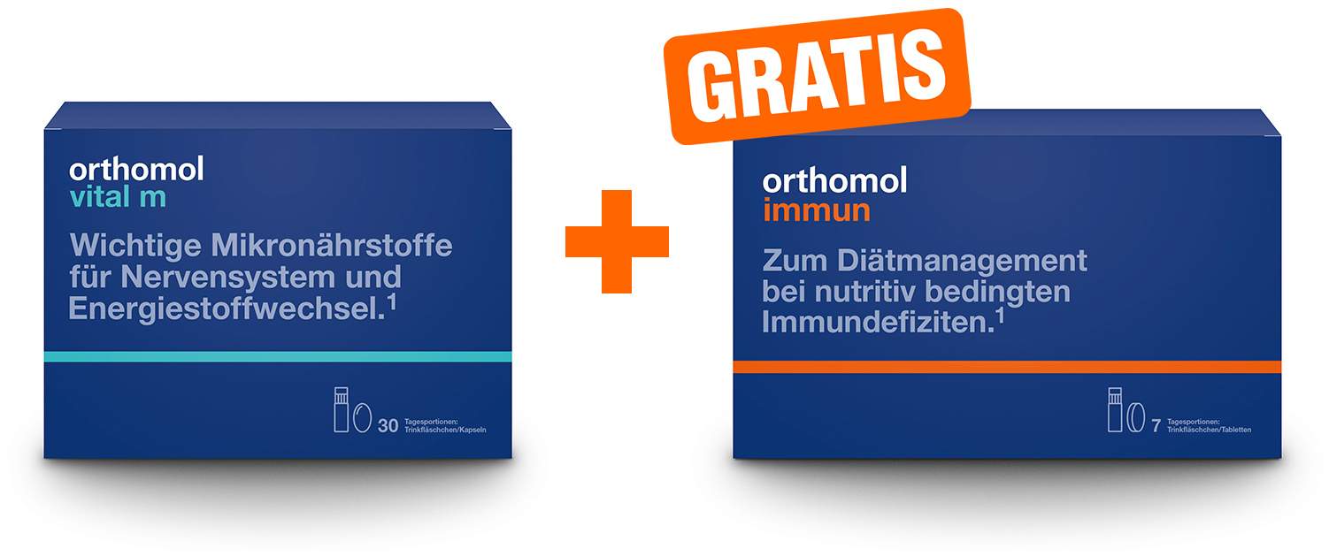 Orthomol Vital M 30 Trinkfläschchen + gratis Orthomol Immun 7 Trinkfläschchen
