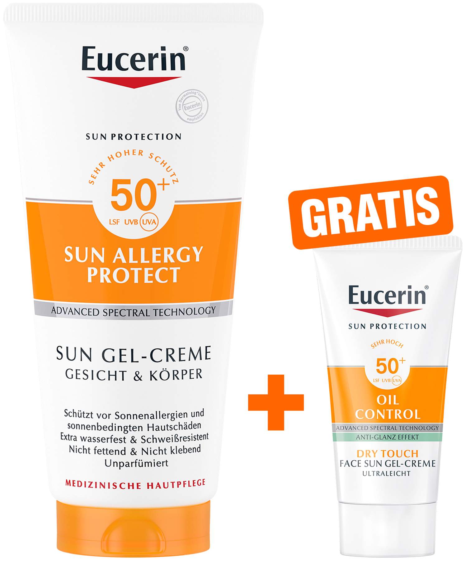 Eucerin Sun Allergy Protect Sun Gel-Creme LSF 50+ 200 ml + gratis Eucerin Sun-Gel Creme Oil Control 20 ml