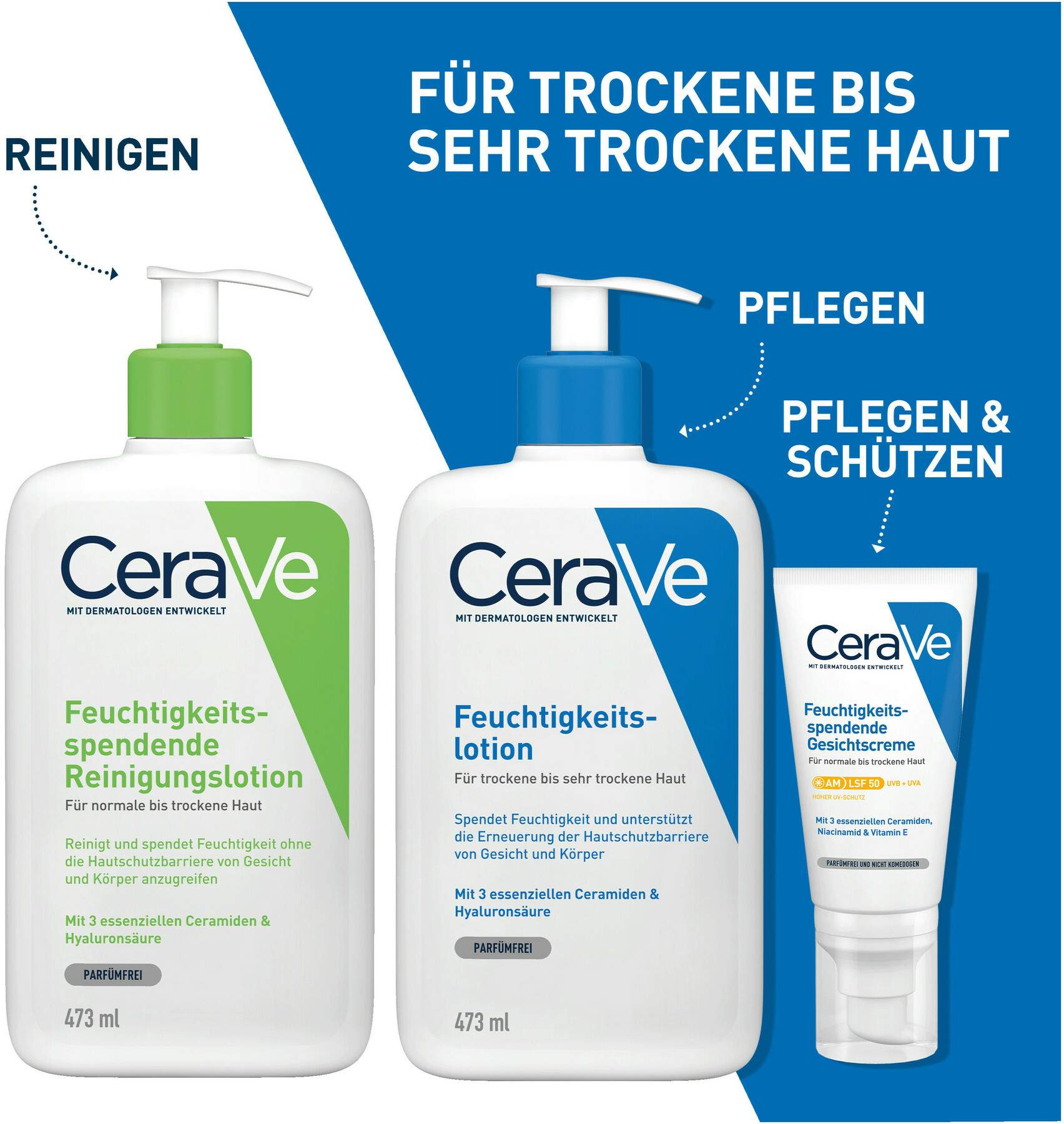 CeraVe Feuchtigkeitslotion 473 ml + gratis 20 ml Reinigungslotion