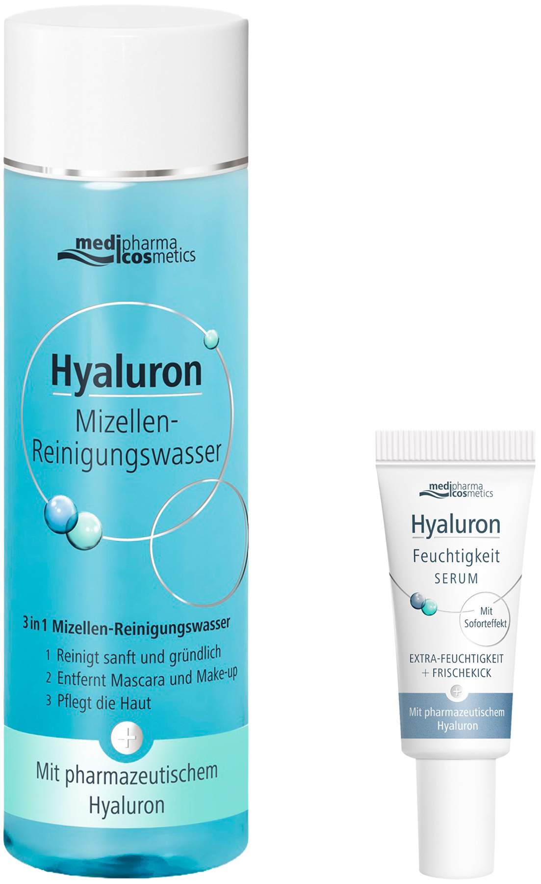 Medipharma cosmetics Hyaluron Mizellen Reinigungswasser 200 ml + gratis Hyaluron Feuchtigkeit Serum 5 ml