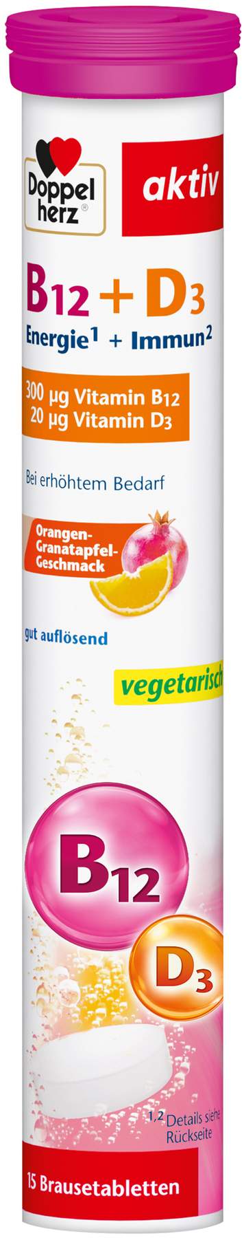Doppelherz Aktv Vitamin B12 + D3 15 Brausetabletten