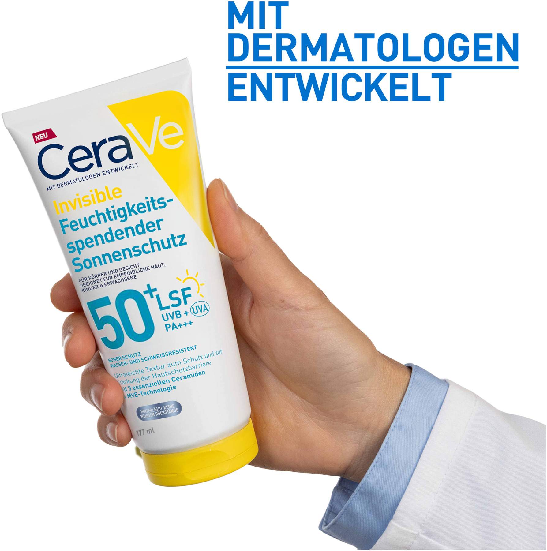 CeraVe Invisible Feuchtigkeitsspendender Sonnenschutz LSF 50+ 177 ml