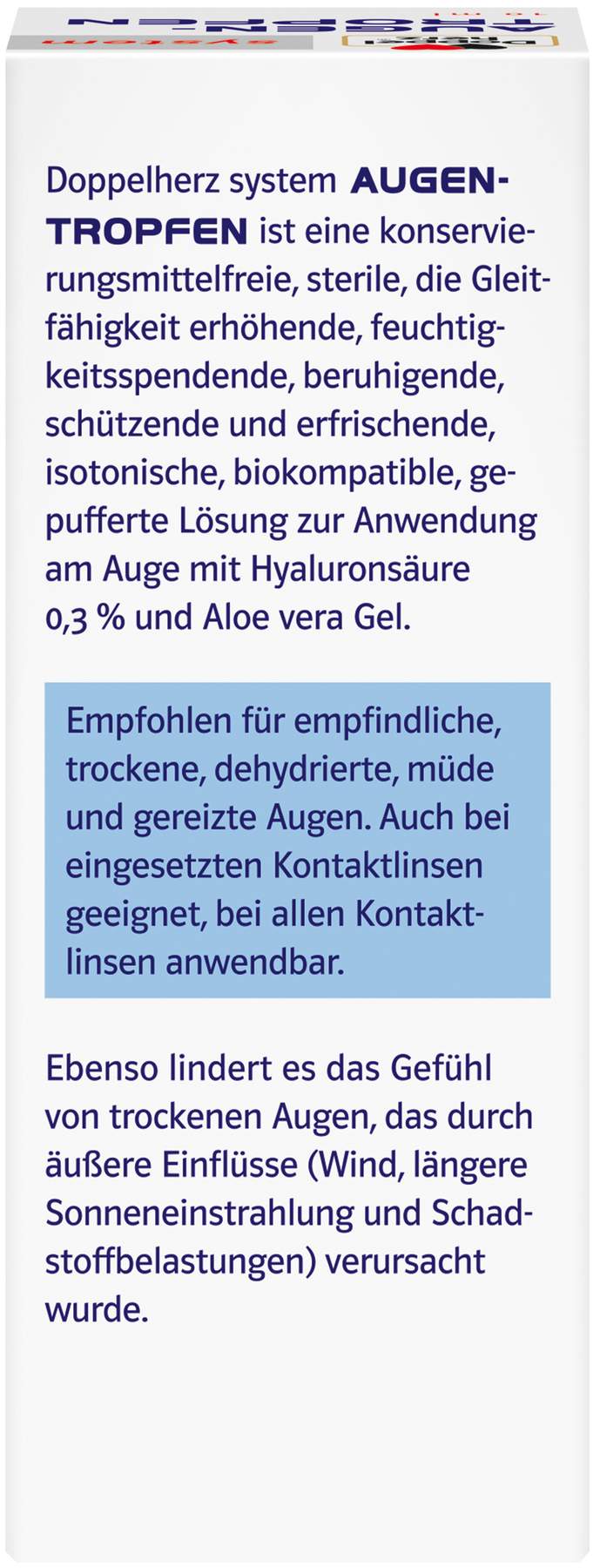 Doppelherz System Augentropfen Hyaluron 0,3% + Aloe Vera 10 ml