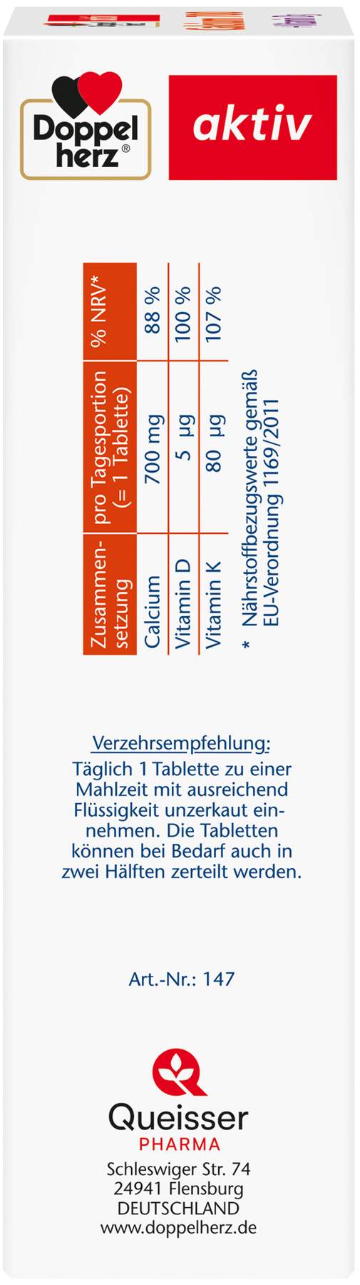 Doppelherz Aktiv Calcium 700 + Vitamin D3 80 Tabletten