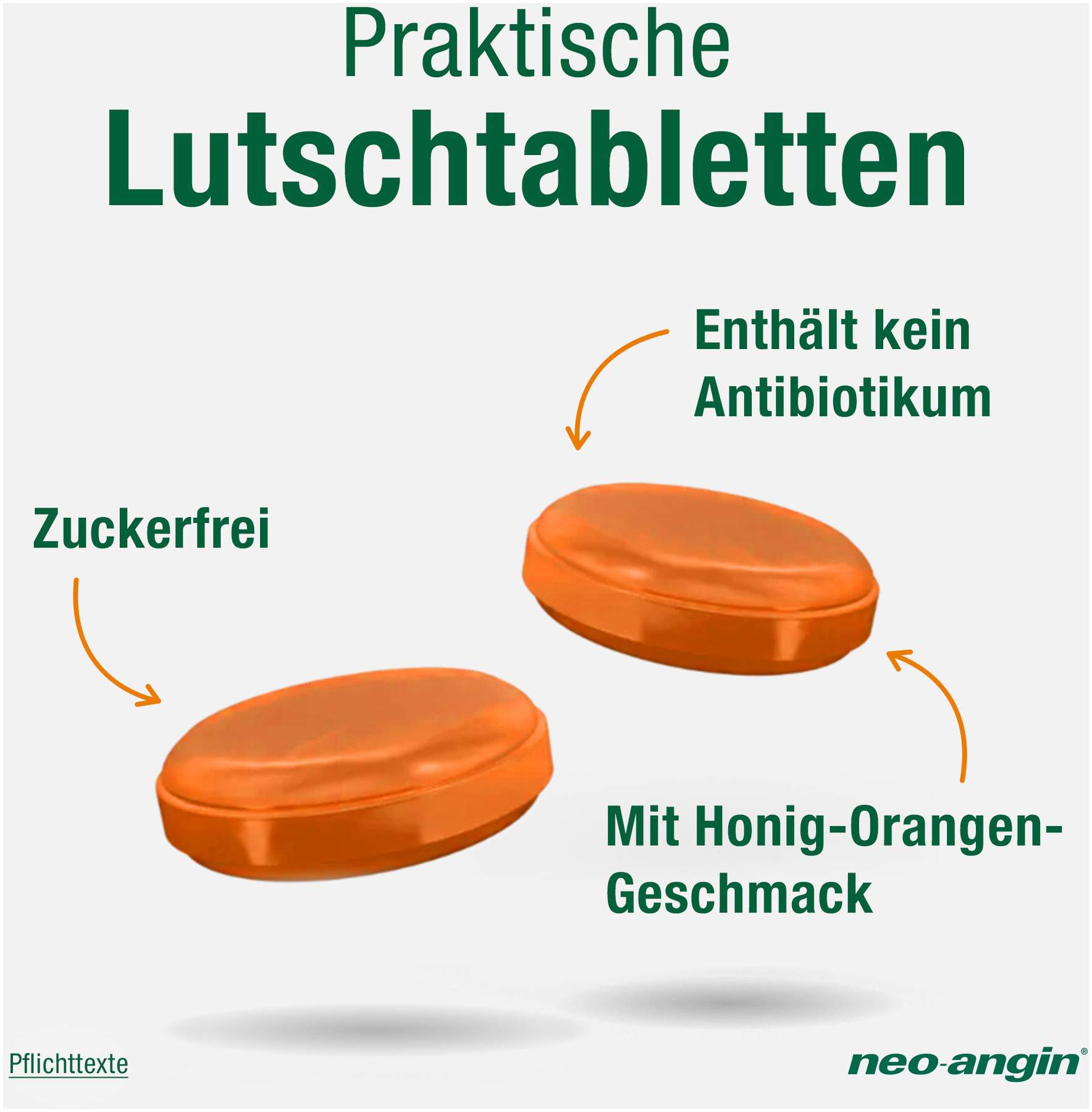 Neo angin Benzydamin Honig - Orange 20 Lutschtabletten