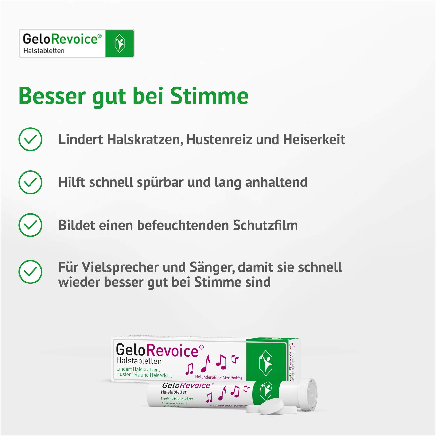 GeloRevoice Halstabletten Holunderblüte - Mentholfrei 20 Lutschtabletten
