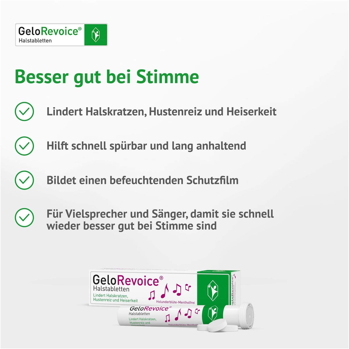 GeloRevoice Halstabletten Holunderblüte - Mentholfrei 20 Lutschtabletten