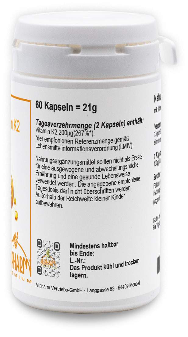 Vitamin K2 Mk7 Allpharm Premium 100 Myg Kapseln 60 Stück
