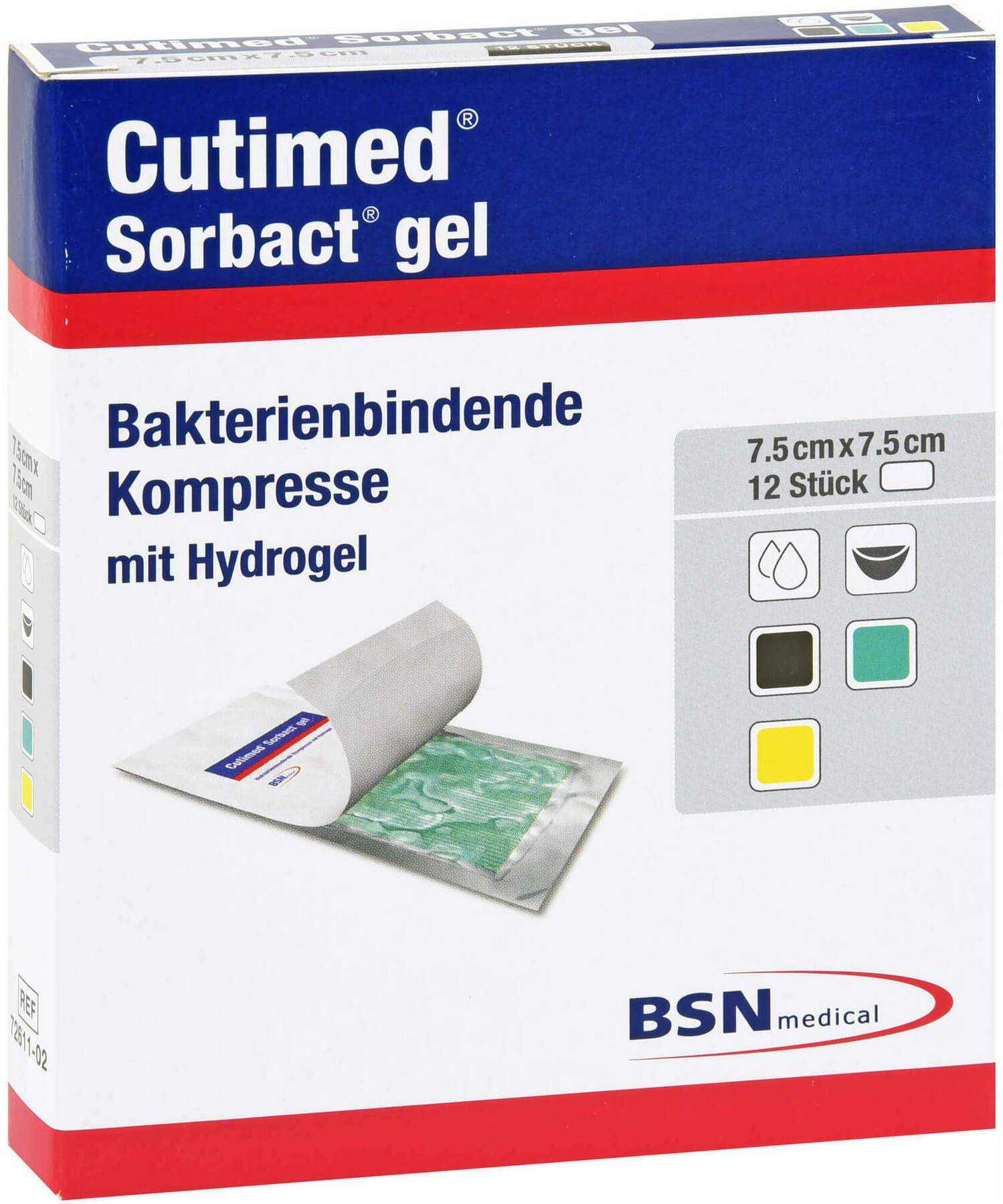 Cutimed Sorbact Gel Kompressen 7,5x7,5 cm