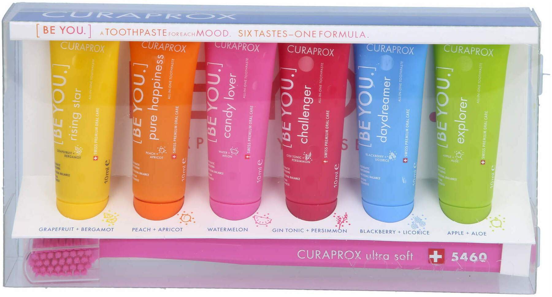 Curaprox Be You Mix-Set 6-Zahnpasten+1-Zahnb.