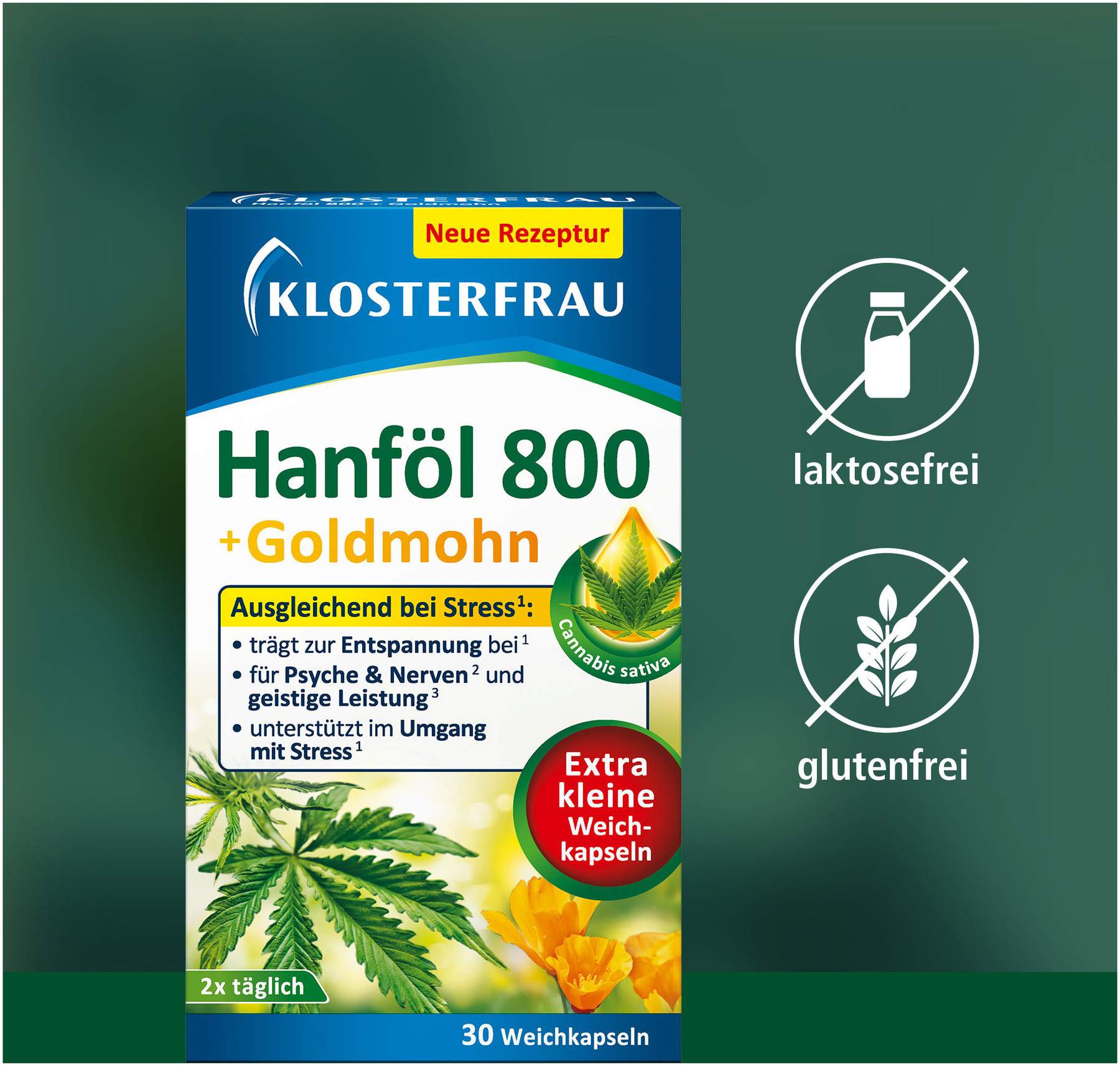 Klosterfrau Hanföl 800 mg + Goldmohn 30 Weichkapseln