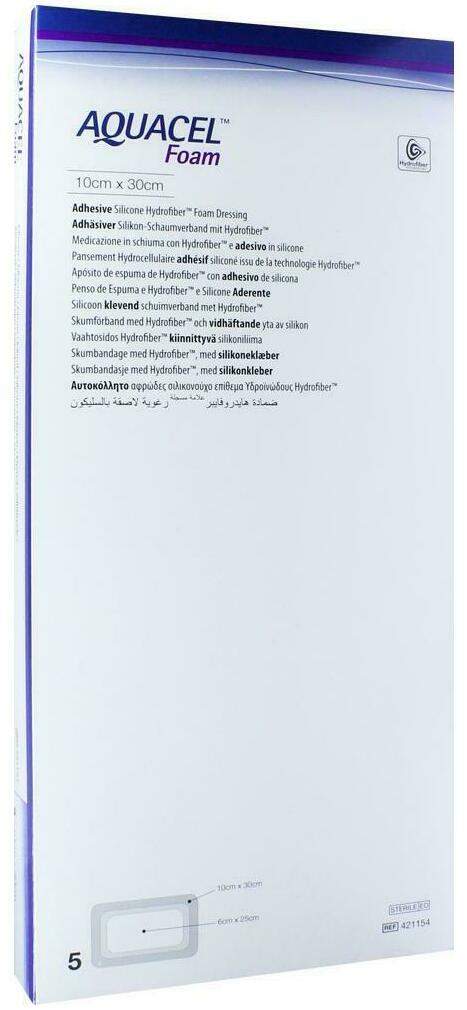 Aquacel Foam Adhäsiv 10x30 cm Verband
