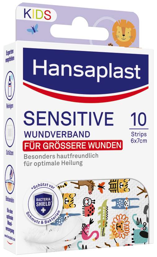 Hansaplast Kids Pflasterstrips sensitive 6x7 cm 10 Stück