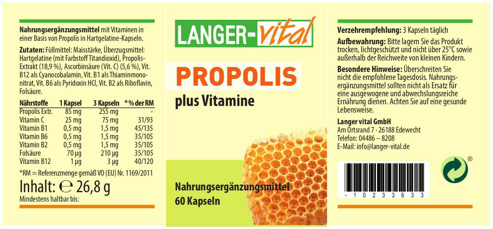 Propolis 255 mg Pro Tag Plus Vitamine