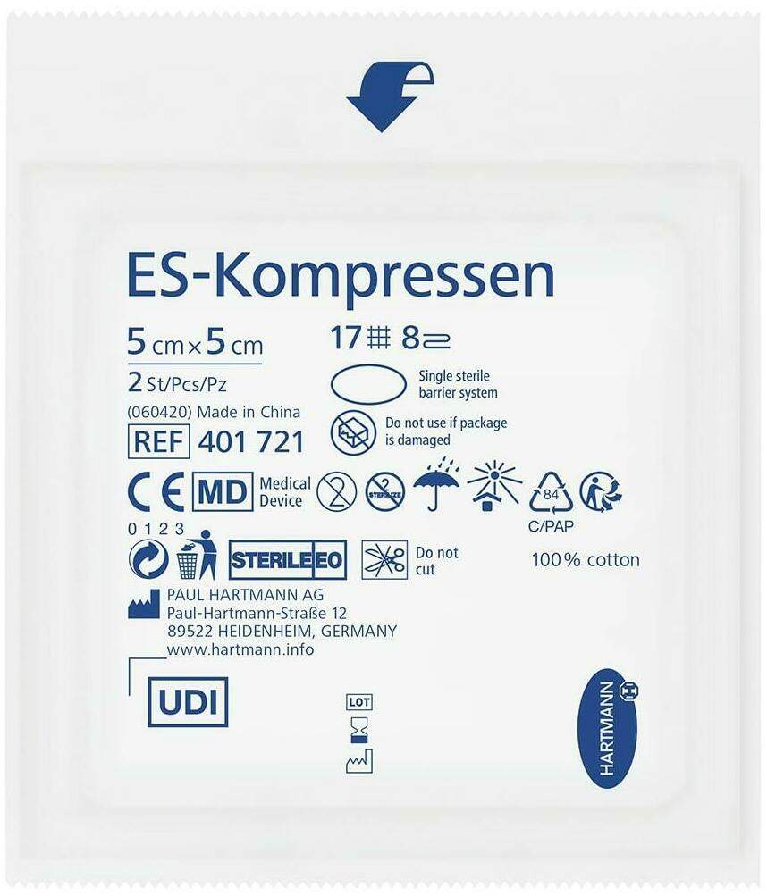 Es-Kompressen Steril 5 X 5 cm 8fach 25 X 2 Stück