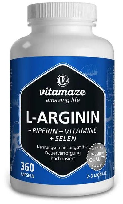 L-Arginin 750 mg Hochd.+piperin+vitamine Kapseln