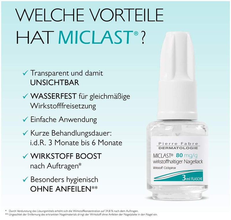 Miclast 80 mg pro g wirkstoffhaltiger Nagellack 2 x 3 ml