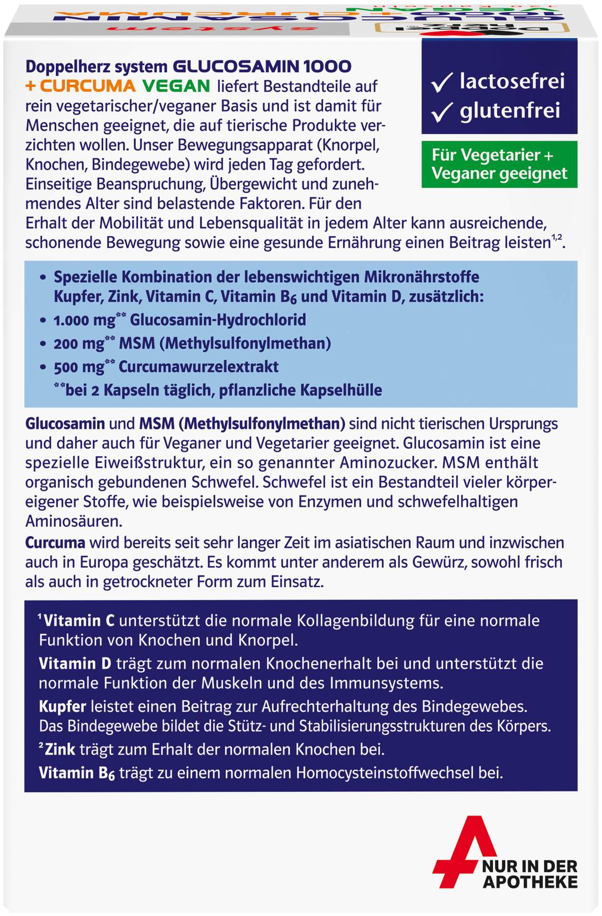 Doppelherz System Glucosamin 1000 + Curcuma Vegan 120 Kapseln