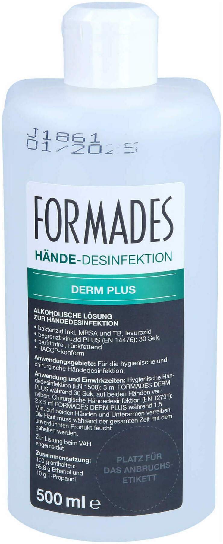 Formades Derm Plus Händedesinfektion 500 ml Spenderflasche