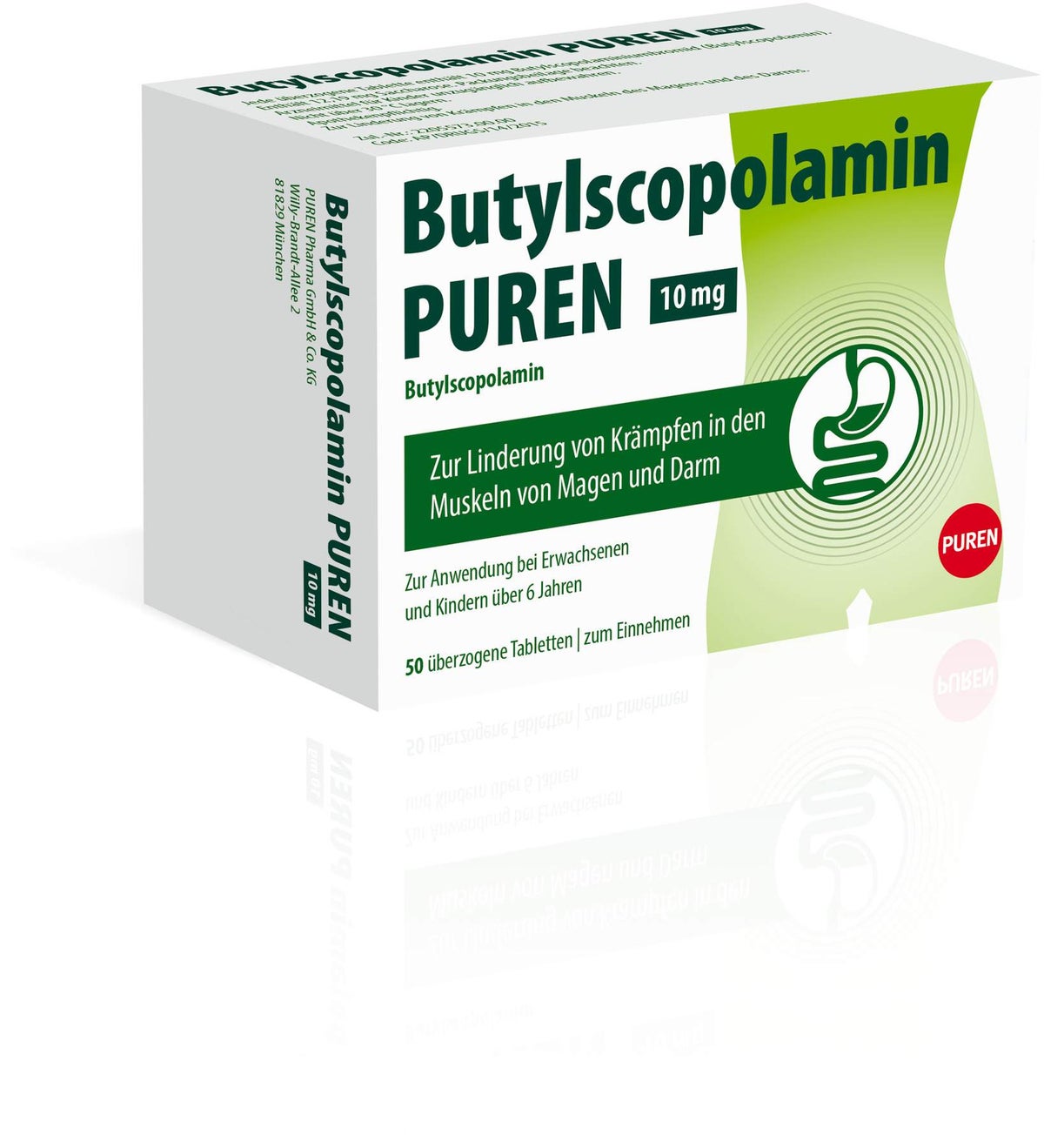 Butylscopolamin Puren 10 mg Überzogene Tabletten 50 Stück