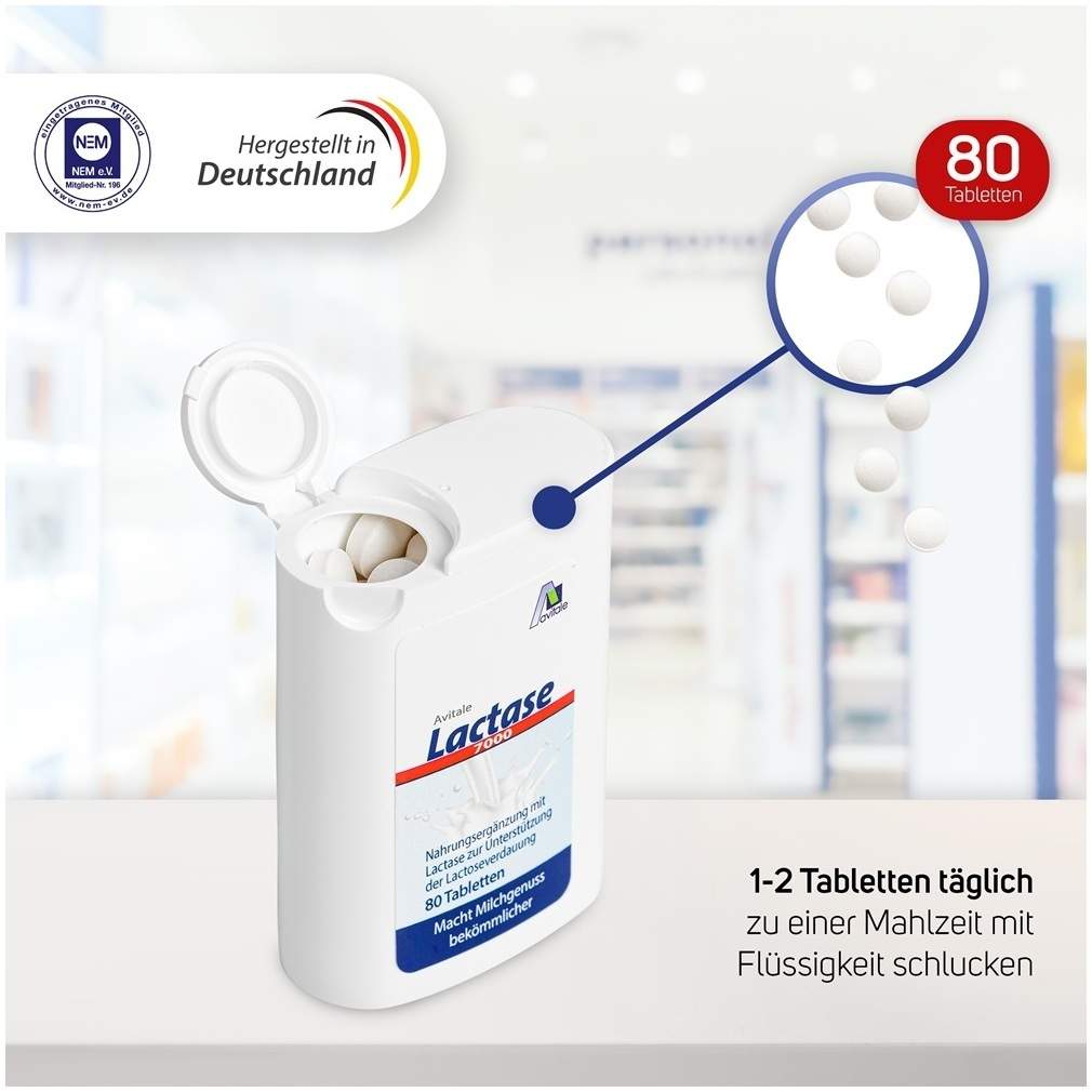 LACTASE 7.000 FCC im Spender 80 Tabletten
