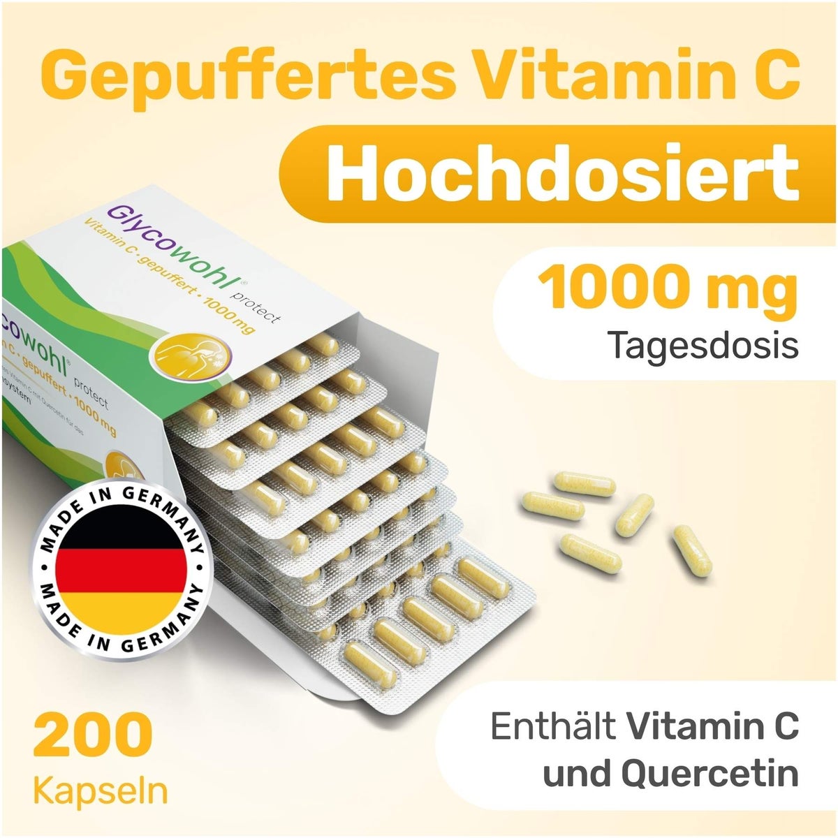 Glycowohl Vitamin C 1000 mg + Quercetin Für das Immunsystem 200...